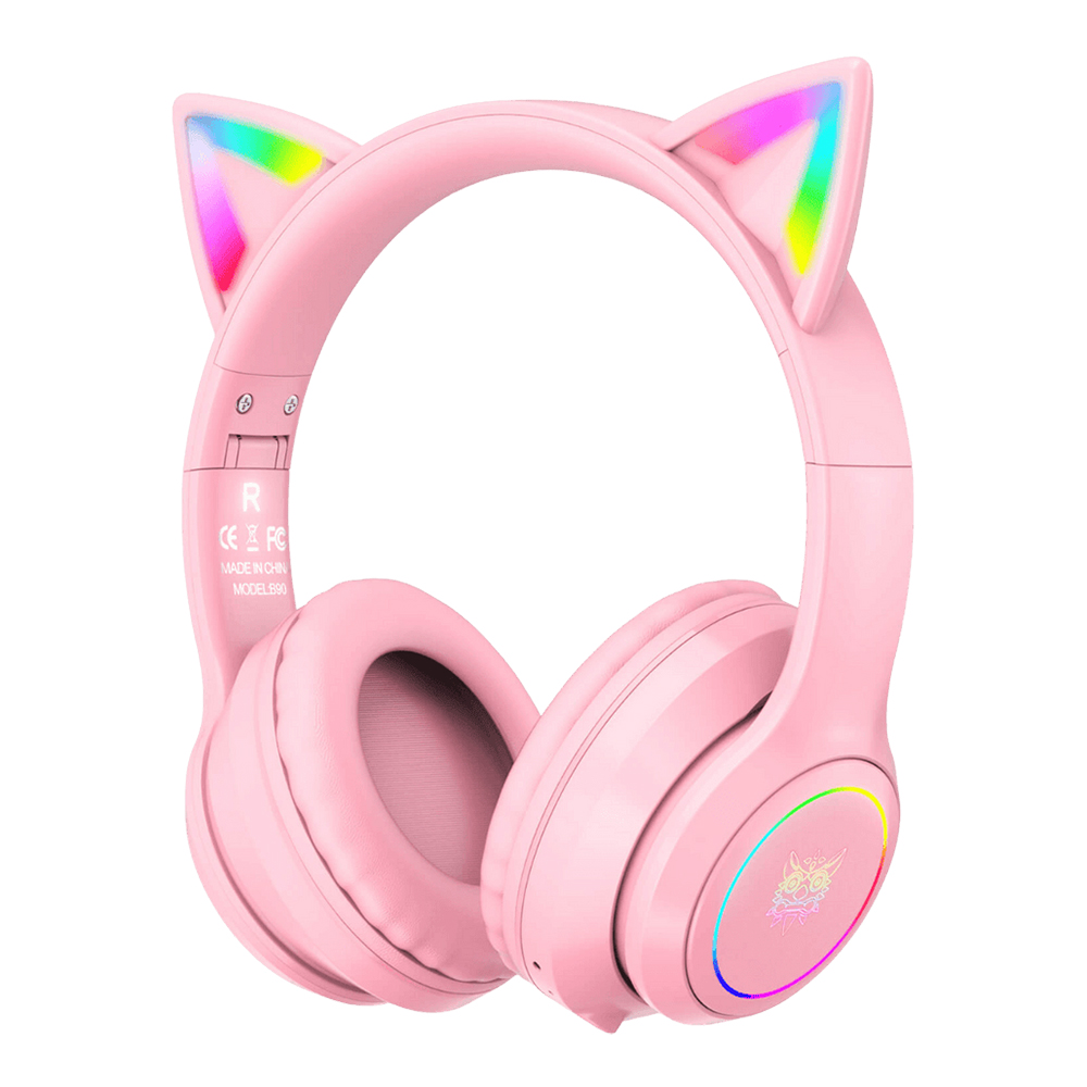 BLUETOOTH HEADSET (หูฟังบลูทูธ) ONIKUMA B90 RGB CAT EDITION (PINK)