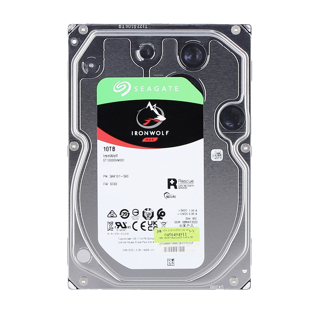 10 TB 3.5 INCH HDD (ฮาร์ดดิสก์ 3.5 นิ้ว) SEAGATE IRONWOLF - 7200RPM SATA3 (ST10000VN000)