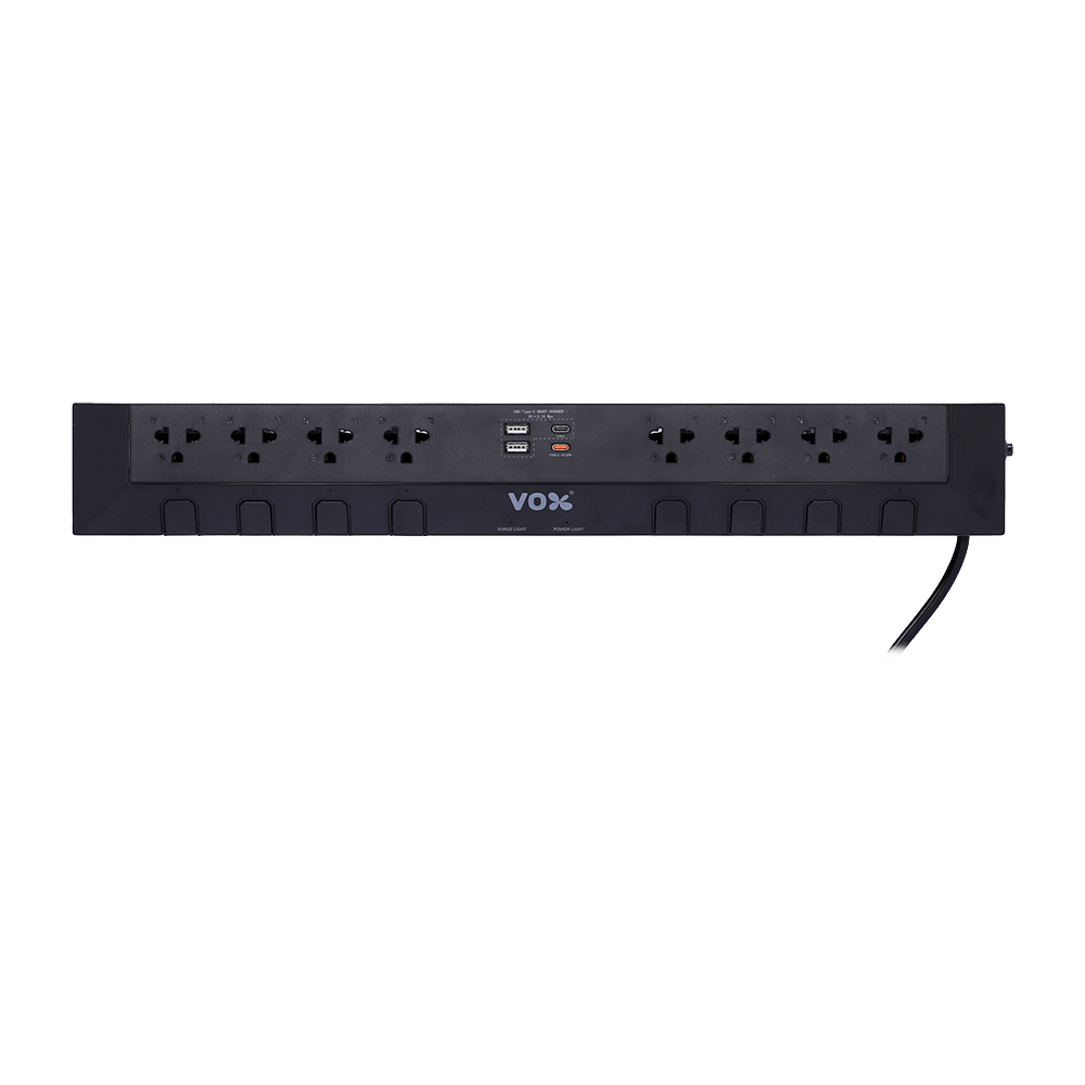 POWER STRIP (รางปลั๊กไฟ) VEXXO DO-883 - 8 x OUTLET 8 x SWITCH 2 x USB-A 2 x USB-C 3M 3500W BLACK F5ST3-DO02-8831