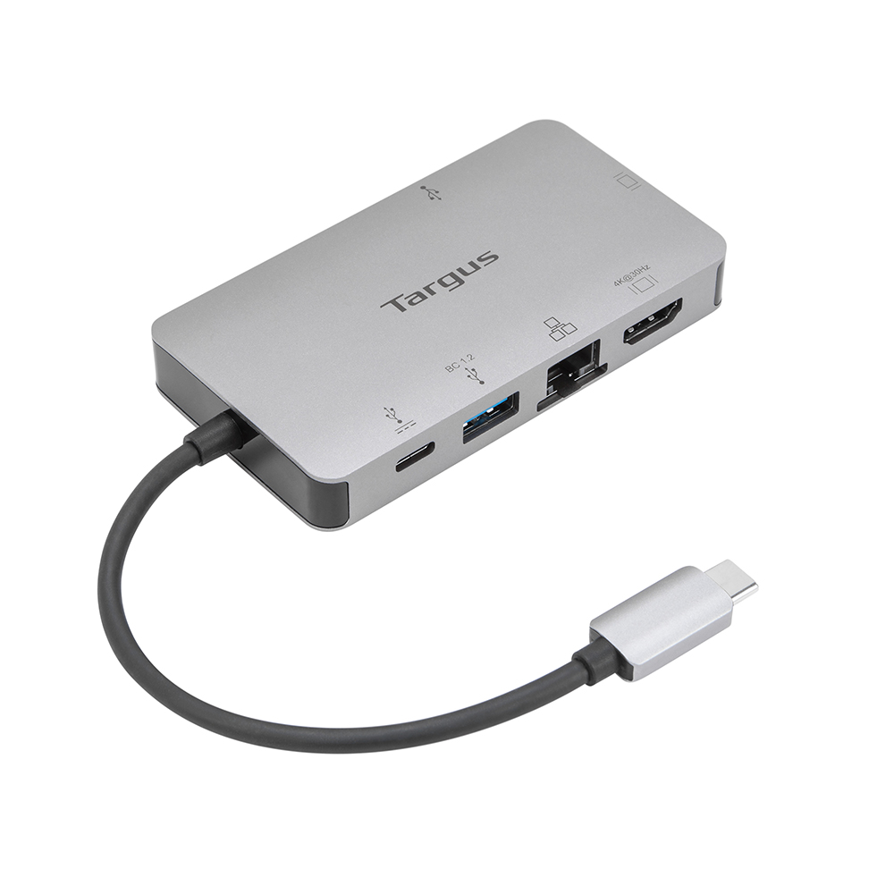 USB HUB (ยูเอสบีฮับ) TARGUS USB-C DP ALT MODE SINGLE VIDEO 4K HDMI/VGA DOCKING STATION WITH 100W PD PASS-THRU (SILVER)