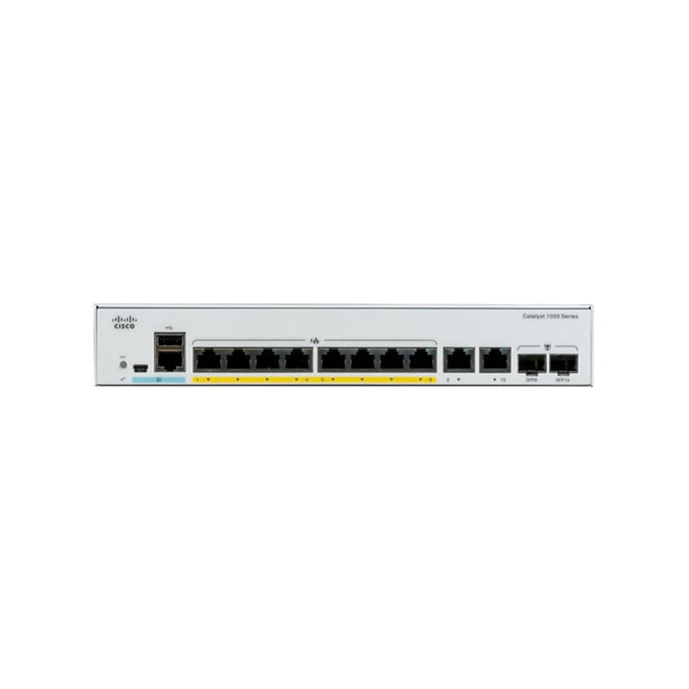 SWITCH (สวิตซ์) CISCO CATALYST 1000 8PORT GE FULL POE 2X1G SFP (C1000-8FP-2G-L)