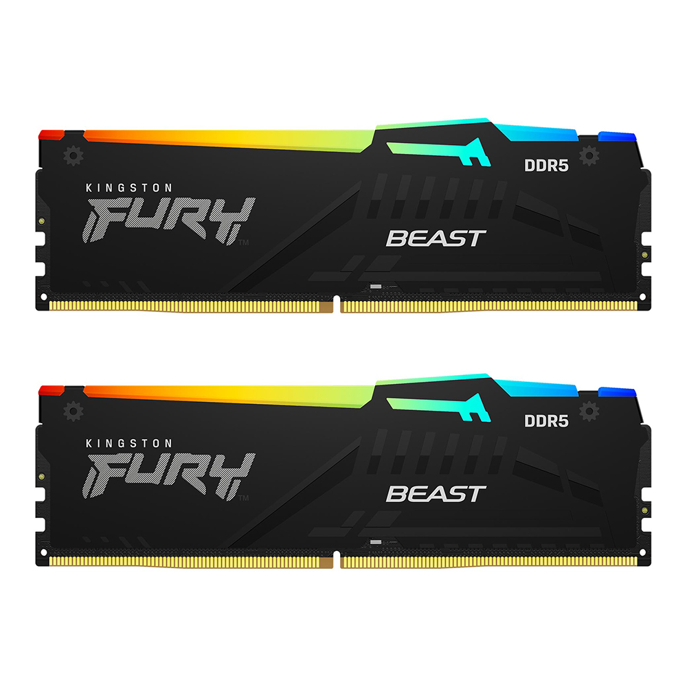 32GB (16GBx2) DDR5 5600MHz RAM (หน่วยความจำ) KINGSTON FURY BEAST DDR5 RGB (AMD EXPO) (BLACK) (KF556C36BBEAK2-32)