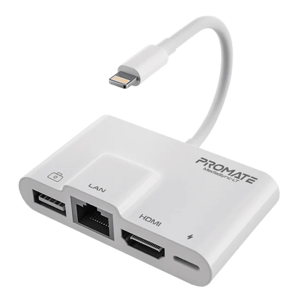 ADAPTER/CONVERTER (อุปกรณ์แปลงสัญญาณ) PROMATE 4-IN-1 HUB WITH LIGHTNING (MEDIASYNC-LT)