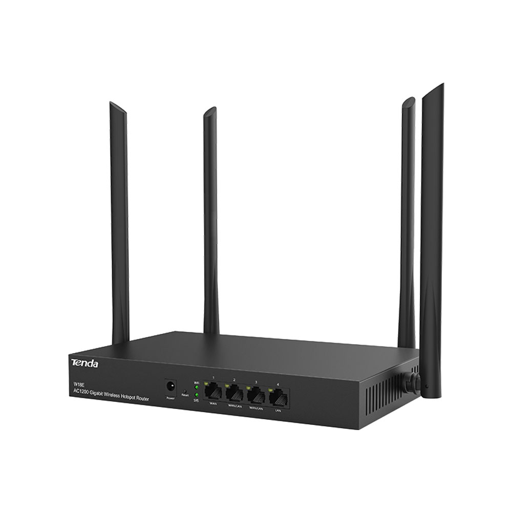 ROUTER (เราเตอร์) TENDA AC1200 GIGABIT WIRELESS HOTSPOT ROUTER (W18E) BLACK