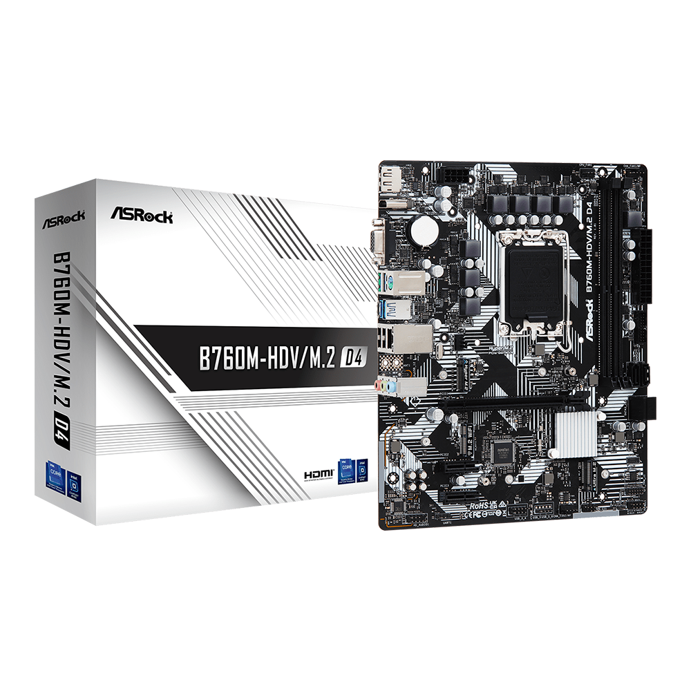 MAINBOARD (เมนบอร์ด) ASROCK B760M-HDV/M.2 D4 - INTEL SOCKET 1700 DDR4 MICRO-ATX