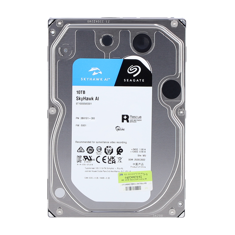 10 TB 3.5 INCH HDD (ฮาร์ดดิสก์ 3.5 นิ้ว) SEAGATE SKYHAWK AI - SATA3 (ST10000VE001)