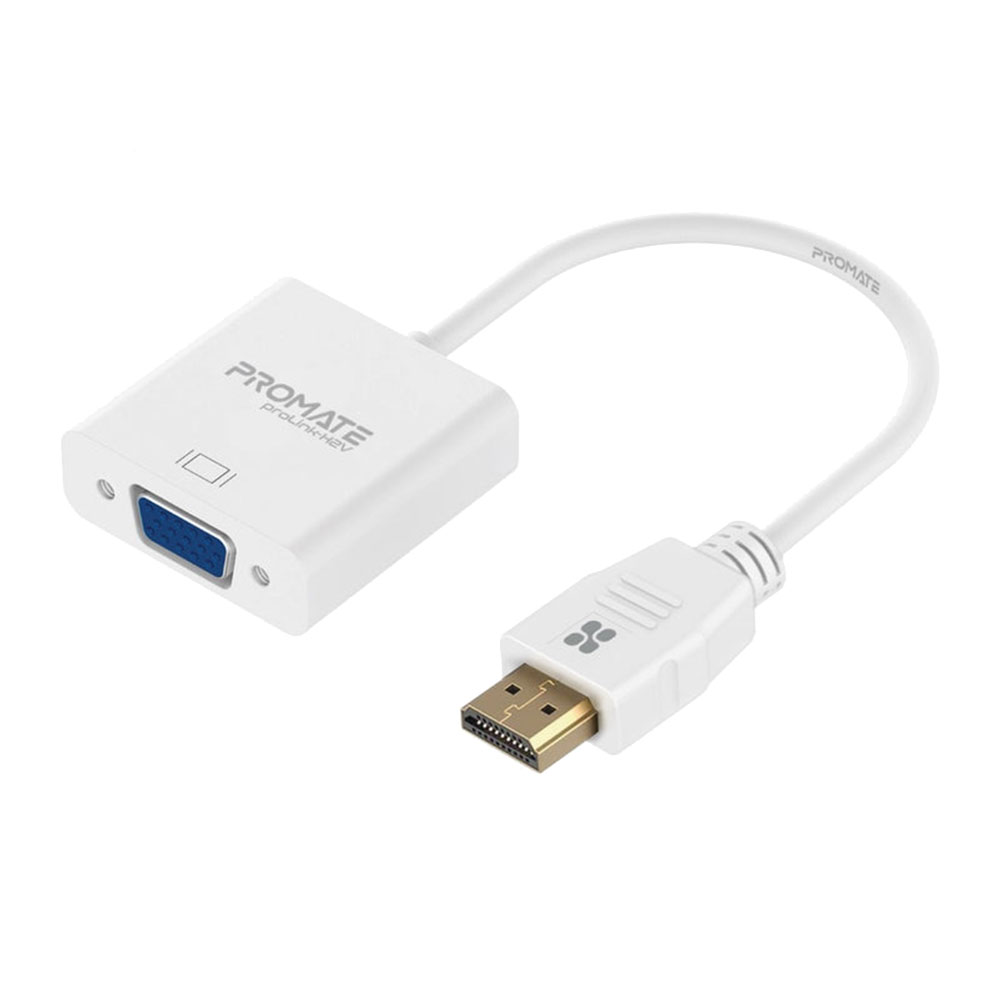 ADAPTER/CONVERTER (อุปกรณ์แปลงสัญญาณ) PROMATE HDMI TO VGA 1080P (PROLINK-H2V) WHITE