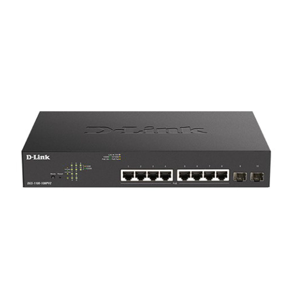 SWITCH (สวิตซ์) D-LINK 10 PORT GIGABIT SMART MANAGED POE (130W) SWITCH WITH 2 PORT GIGABIT UPLINKS (DGS-1100-10MPV2)