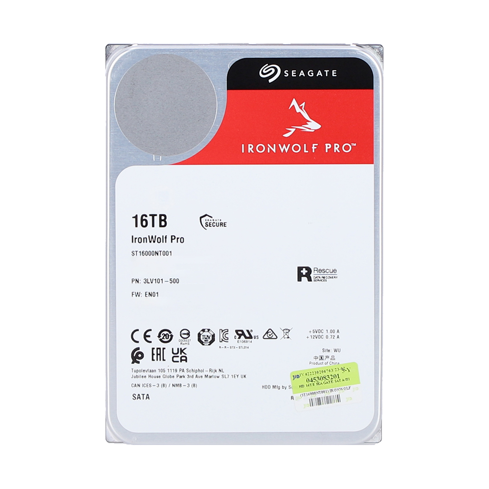 16 TB 3.5 INCH HDD (ฮาร์ดดิสก์ 3.5 นิ้ว) SEAGATE IRONWOLF PRO - 7200RPM SATA3 (ST16000NT001)
