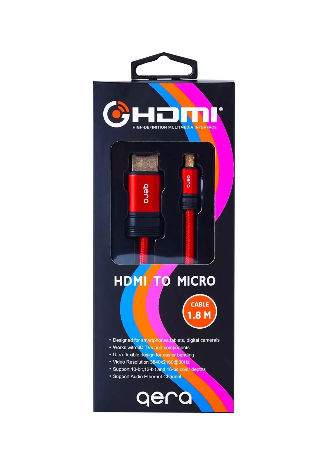 MONITOR CABLE (สายจอมอนิเตอร์) GERA HDMI TO MICRO HDMI 4K 30Hz 1.8M
