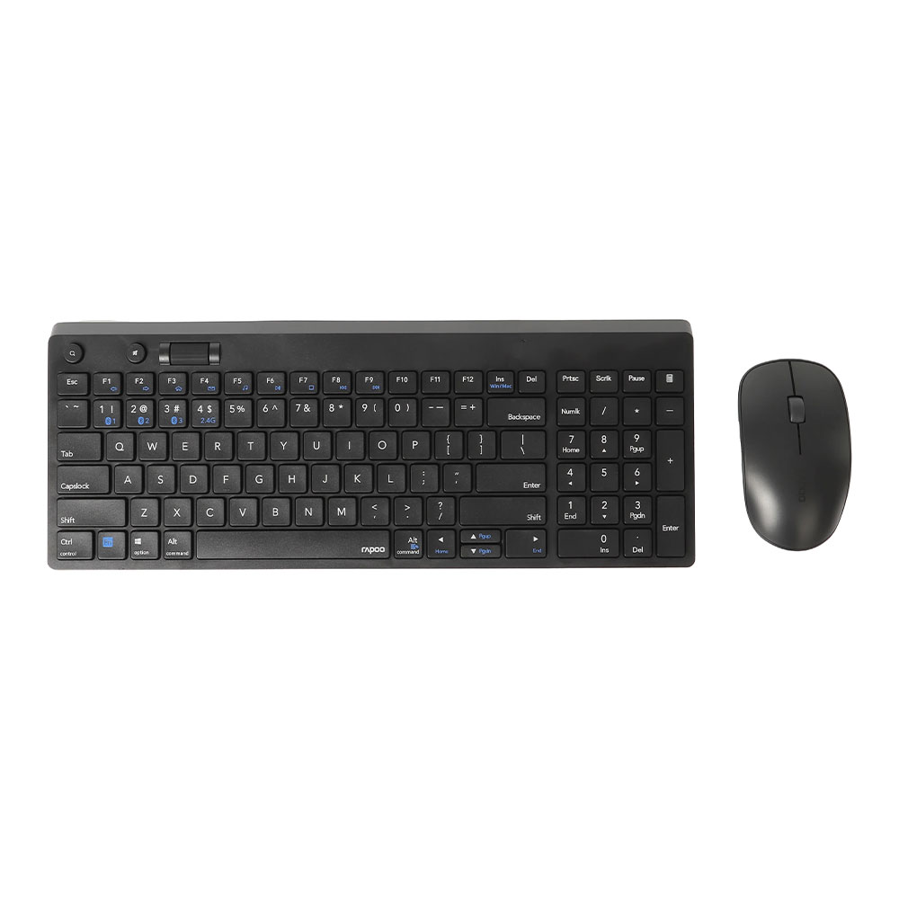WIRELESS KEYBOARD & MOUSE (คีย์บอร์ดและเมาส์ไร้สาย) RAPOO WIRELESS 8050T BLACK