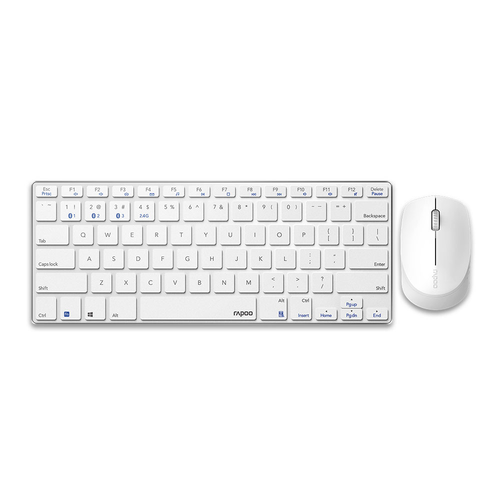 WIRELESS KEYBOARD & MOUSE (คีย์บอร์ดและเมาส์ไร้สาย) RAPOO WIRELESS 9000M WHITE