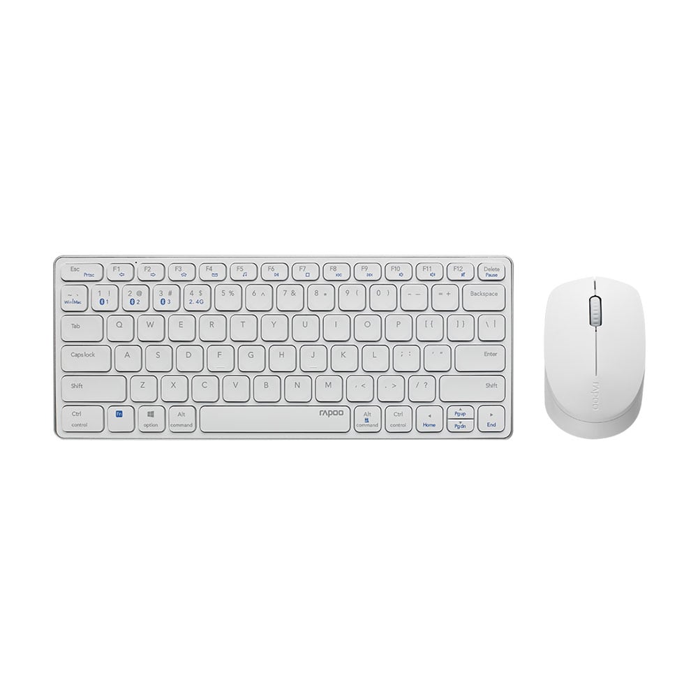 WIRELESS KEYBOARD & MOUSE (คีย์บอร์ดและเมาส์ไร้สาย) RAPOO WIRELESS 9050M WHITE
