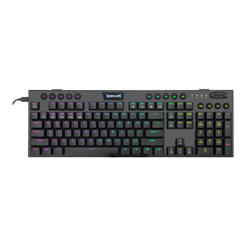 WIRELESS KEYBOARD (คีย์บอร์ดไร้สาย) REDRAGON HORUS K618 (BLACK) (LOW PROFILE RED SWITCH - RGB - EN/TH)