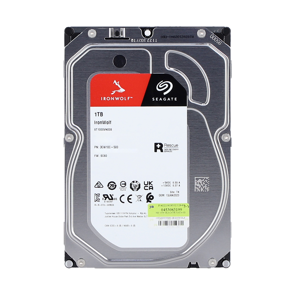 1 TB 3.5 INCH HDD (ฮาร์ดดิสก์ 3.5 นิ้ว) SEAGATE IRONWOLF - 5400RPM SATA3 (ST1000VN008)