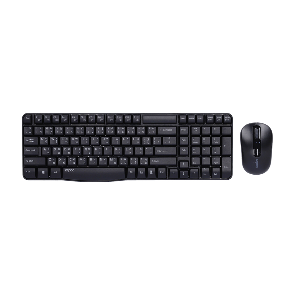 WIRELESS KEYBOARD & MOUSE (คีย์บอร์ดและเมาส์ไร้สาย) RAPOO X1800S BLACK