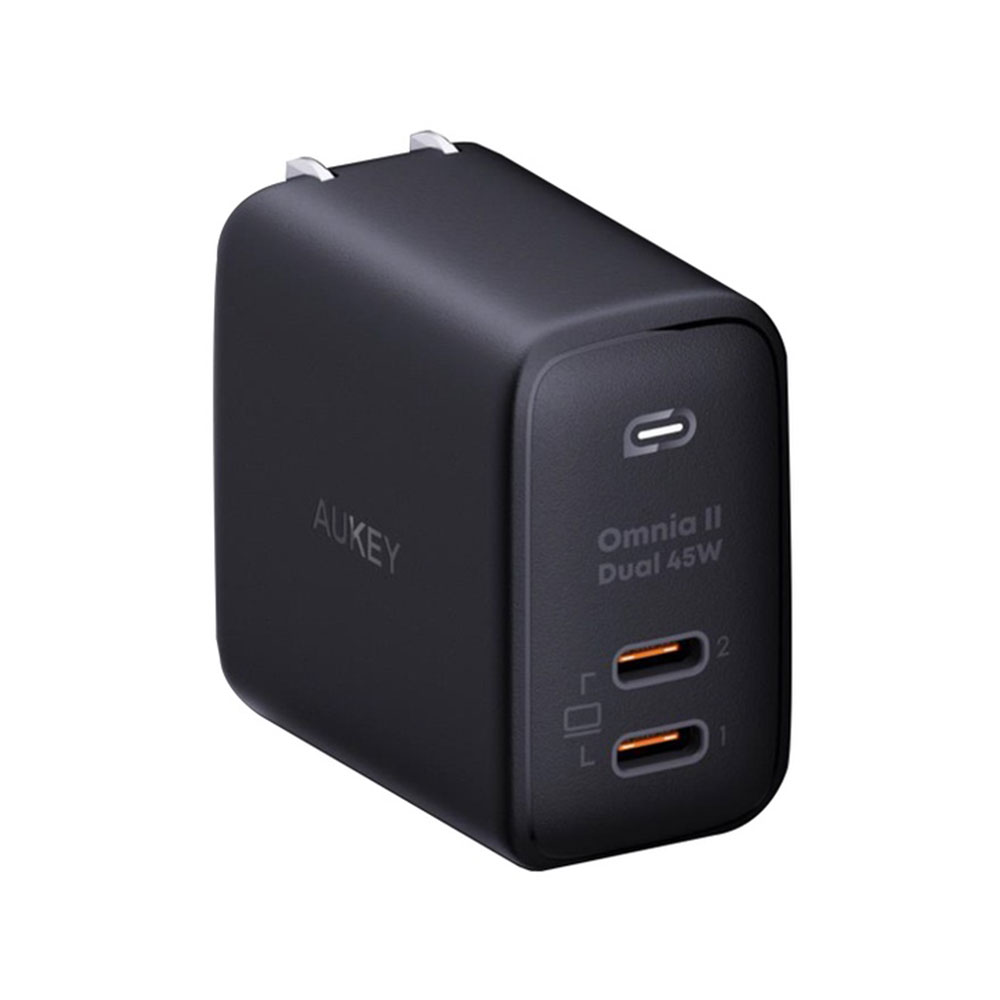 CHARGER (ที่ชาร์จ) AUKEY ADAPTER CHARGER OMNIA II DUO 45W 2 PORT (PA-B4T) BLACK