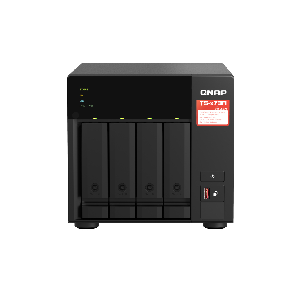 NAS (อุปกรณ์จัดเก็บข้อมูลบนเครือข่าย) QNAP DESKTOP 4-BAY USB 3.2 AMD RYZEN V1500B (QNAP-TS-473A-8G )