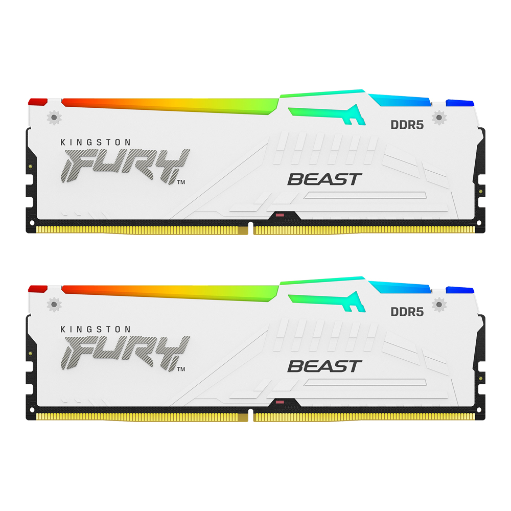 32GB (16GBx2) DDR5 5200MHz RAM (หน่วยความจำ) KINGSTON FURY BEAST DDR5 RGB (WHITE) (KF552C40BWAK2-32)