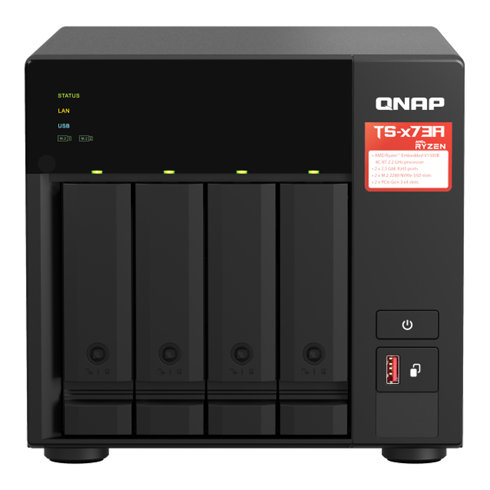 NAS (อุปกรณ์จัดเก็บข้อมูลบนเครือข่าย) QNAP TS-473A-8G (4 BAY - AMD RYZEN EMBEDDED V1500B - 8 GB SODIMM DDR4)