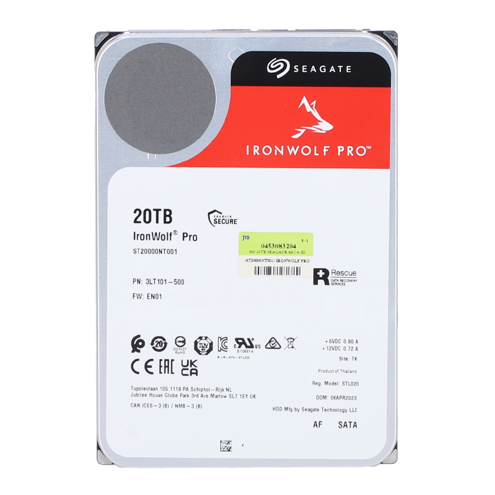 20 TB 3.5 INCH HDD (ฮาร์ดดิสก์ 3.5 นิ้ว) SEAGATE IRONWOLF PRO - 7200RPM SATA3 (ST20000NT001)