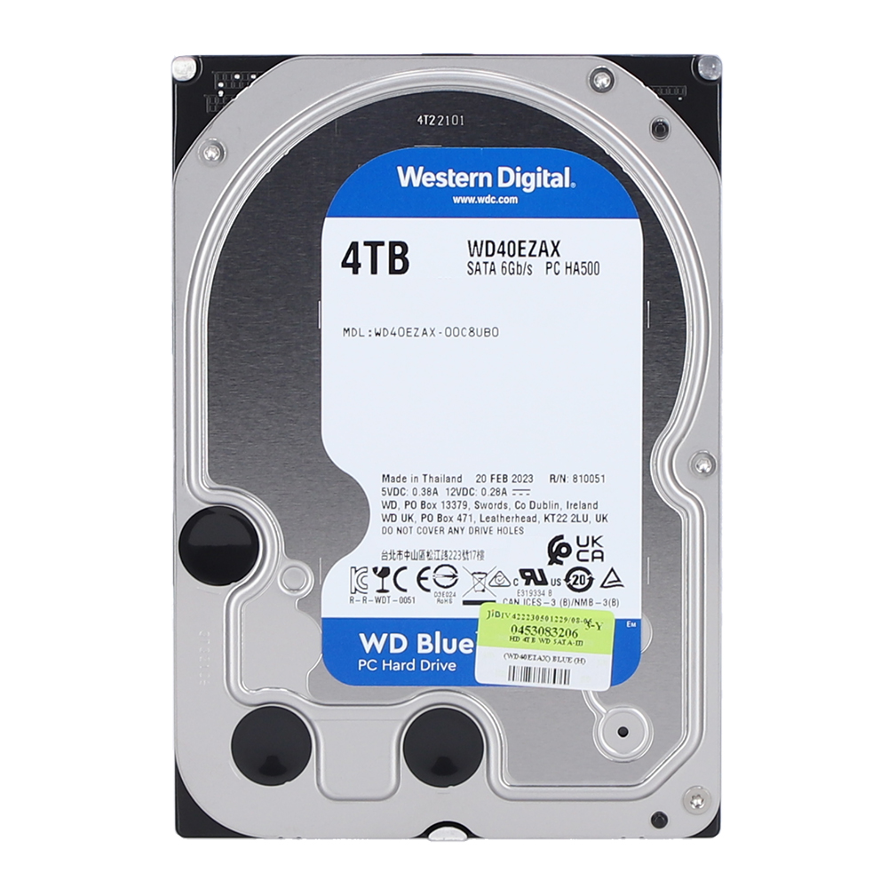 4 TB 3.5 INCH HDD (ฮาร์ดดิสก์ 3.5 นิ้ว) WD BLUE - 5400RPM SATA3 (WD40EZAX)