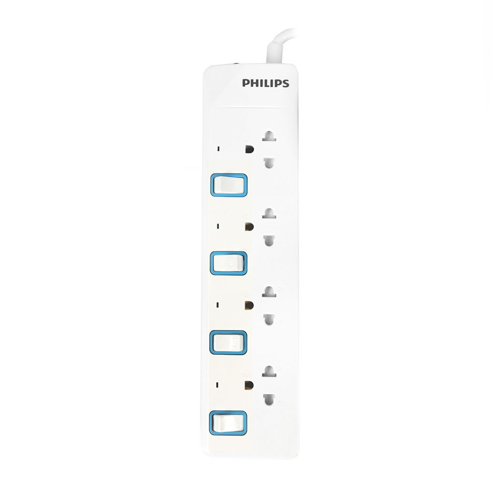 PLUG (ปลั๊กไฟ) PHILIPS 4 SOCKETS 4 SWITCH (CHP3447WC) 5M
