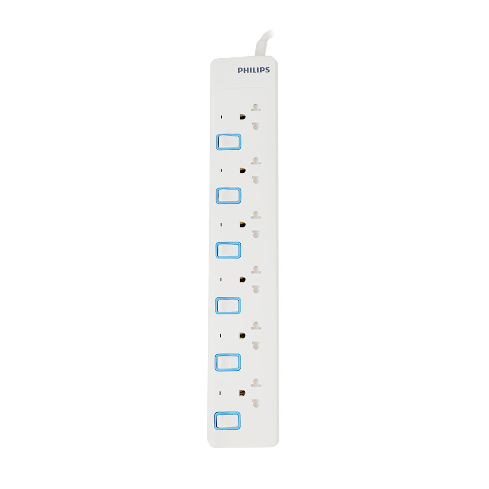 PLUG (ปลั๊กไฟ) PHILIPS 6 SOCKETS 6 SWITCH (CHP3467WB) 3M