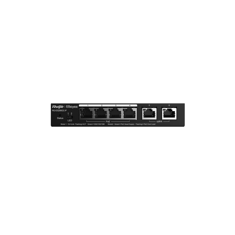 SWITCH (สวิตซ์) RUIJIE RG-ES206GC-P 6-PORT GIGABIT SMART CLOUD SWITCHES (RG-ES206GC-P) BLACK