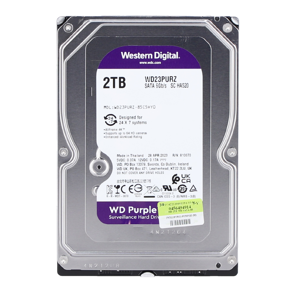 2 TB 3.5 INCH HDD (ฮาร์ดดิสก์ 3.5 นิ้ว) WD PURPLE - SATA3 (WD23PURZ)