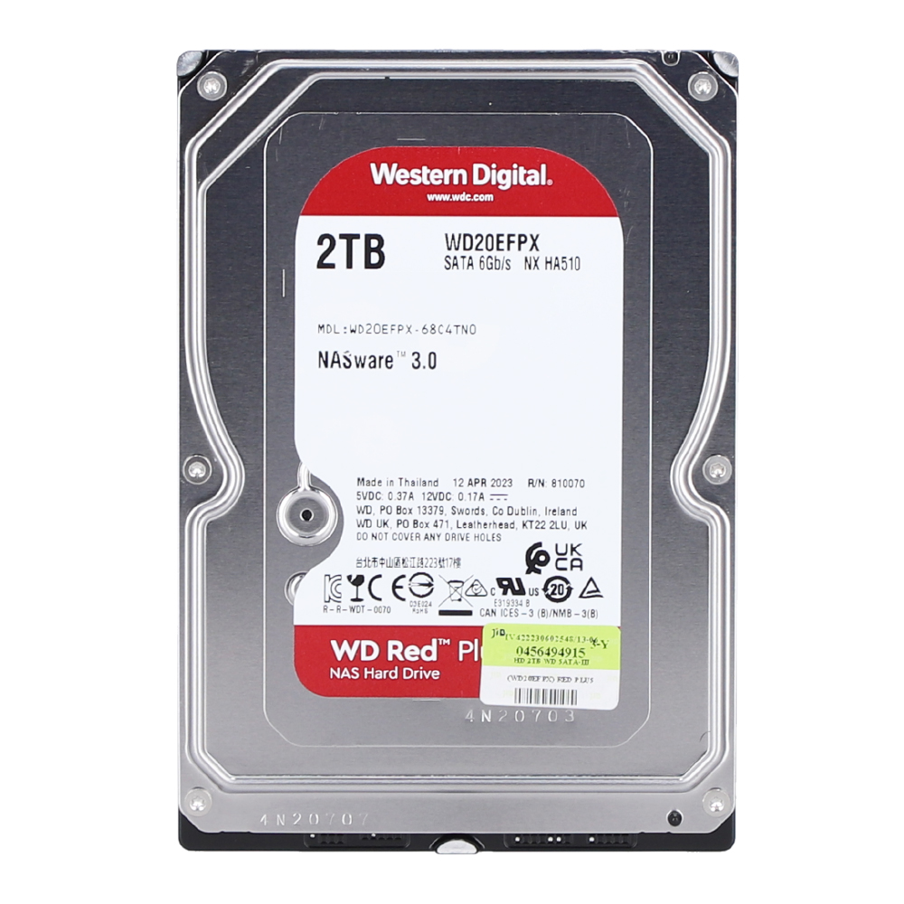 2 TB 3.5 INCH HDD (ฮาร์ดดิสก์ 3.5 นิ้ว) WD RED PLUS - 5400RPM SATA3 (WD20EFPX)