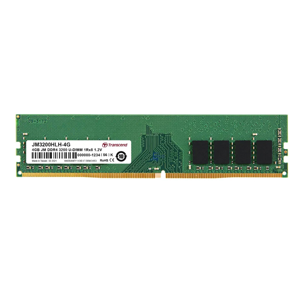 4GB DDR4 3200MHz RAM (หน่วยความจำ) TRANSCEND JM U-DIMM CL22 1Rx8 512Mx8 1.2V (JM3200HLH-4G)