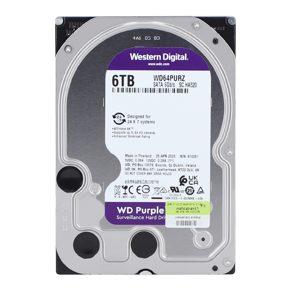 6 TB TB 3.5 INCH HDD (ฮาร์ดดิสก์ 3.5 นิ้ว) WD PURPLE - SATA3 (WD64PURZ)