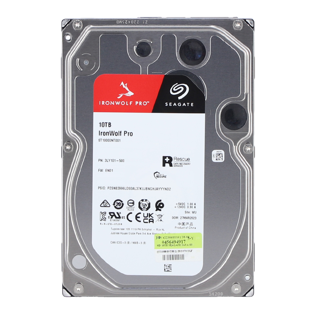 10 TB 3.5 INCH HDD (ฮาร์ดดิสก์ 3.5 นิ้ว) SEAGATE IRONWOLF PRO - 7200RPM SATA3 (ST10000NT001)