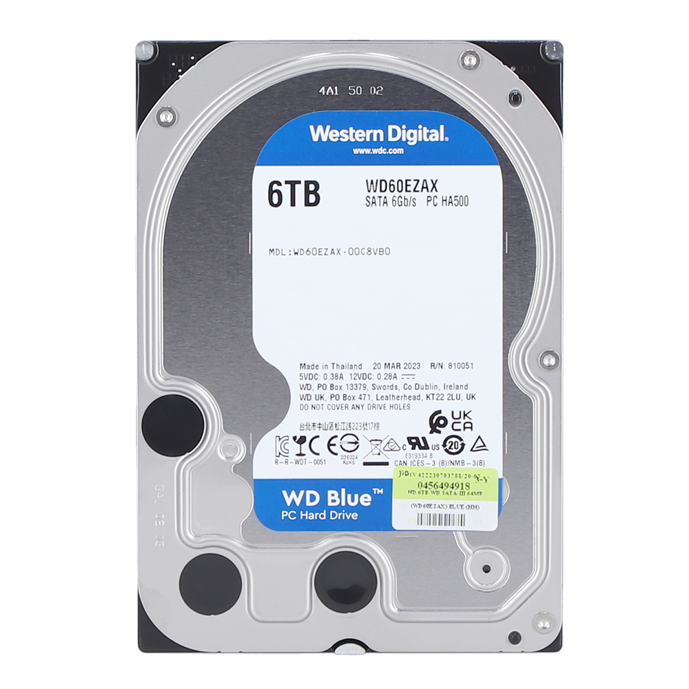 6 TB 3.5 INCH HDD (ฮาร์ดดิสก์ 3.5 นิ้ว) WD BLUE - 5400RPM SATA3 (WD60EZAX)