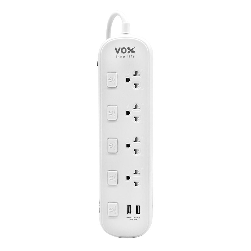 PLUG (ปลั๊กไฟ) VOX 4 SOCKET 5 SWITCH 2 USB CITY LIFE 16A 3500W CTA-452 3M