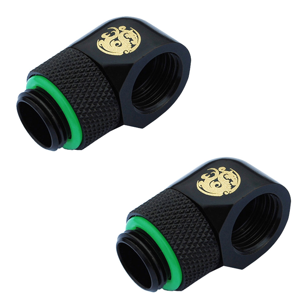 FITTING (อุปกรณ์ประกอบชุดน้ำ) BITSPOWER G1/4 MATT BLACK ROTARY 90-DEGREE ID1/4 EXENDER (2PCS)