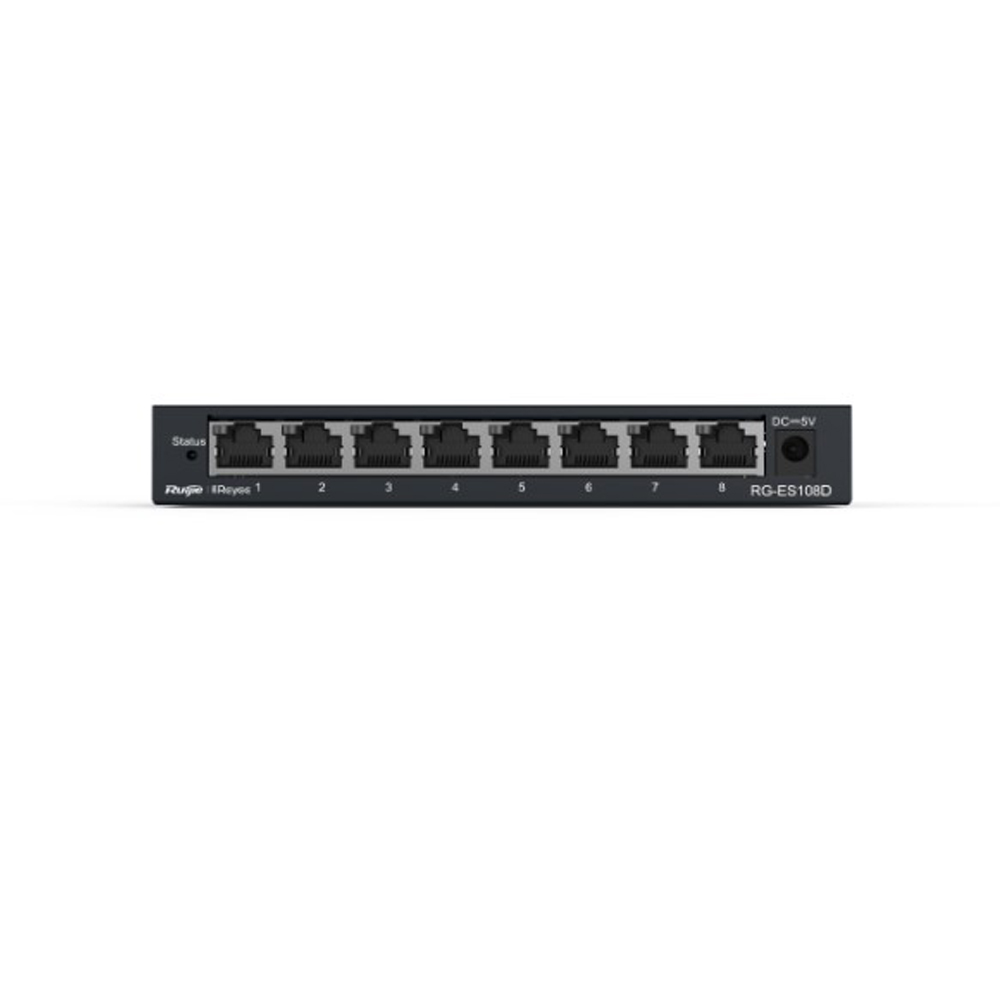 SWITCH (สวิตซ์) RUIJIE 8-PORT 10/100MBPS DESKTOP UNMANAGED SWITCH BLACK (RG-ES108D)