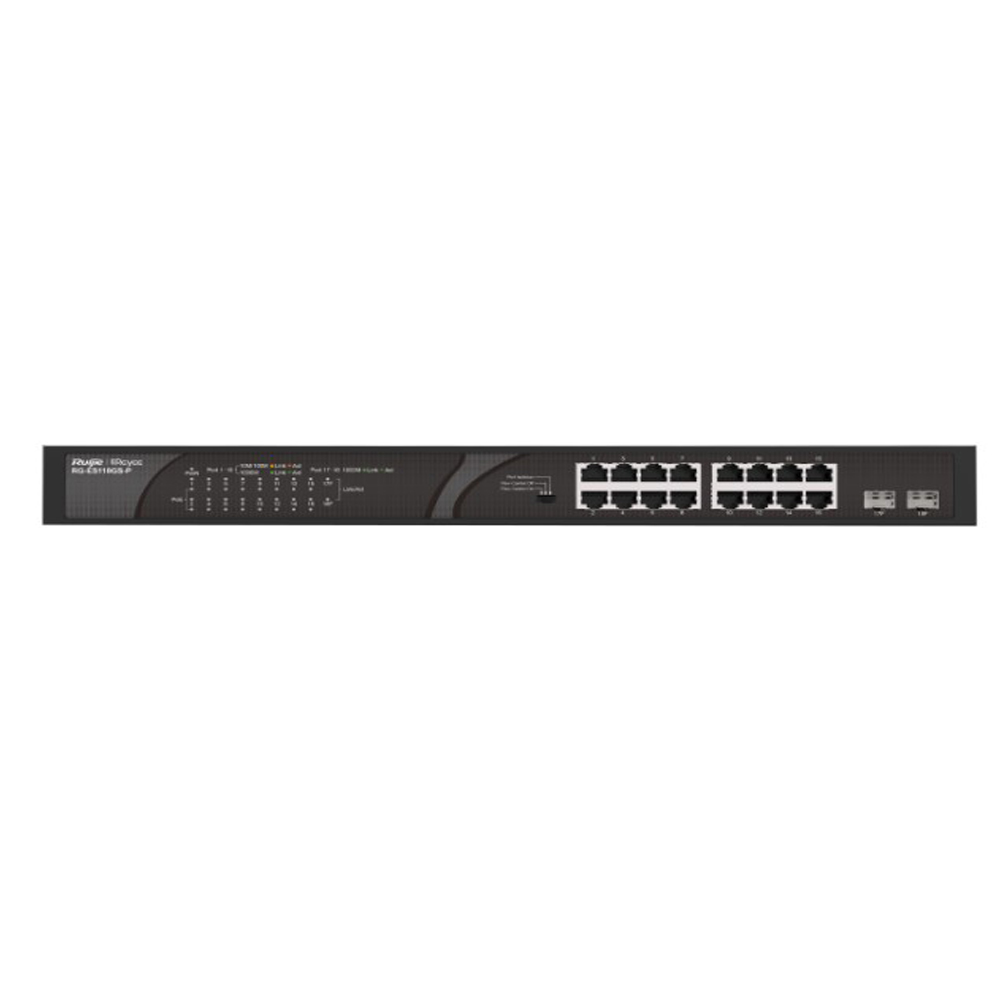 SWITCH (สวิตซ์) RUIJIE 18-PORT 10/100/1000MBPS UNMANAGED POE SWITCH (RG-ES118GS-P)