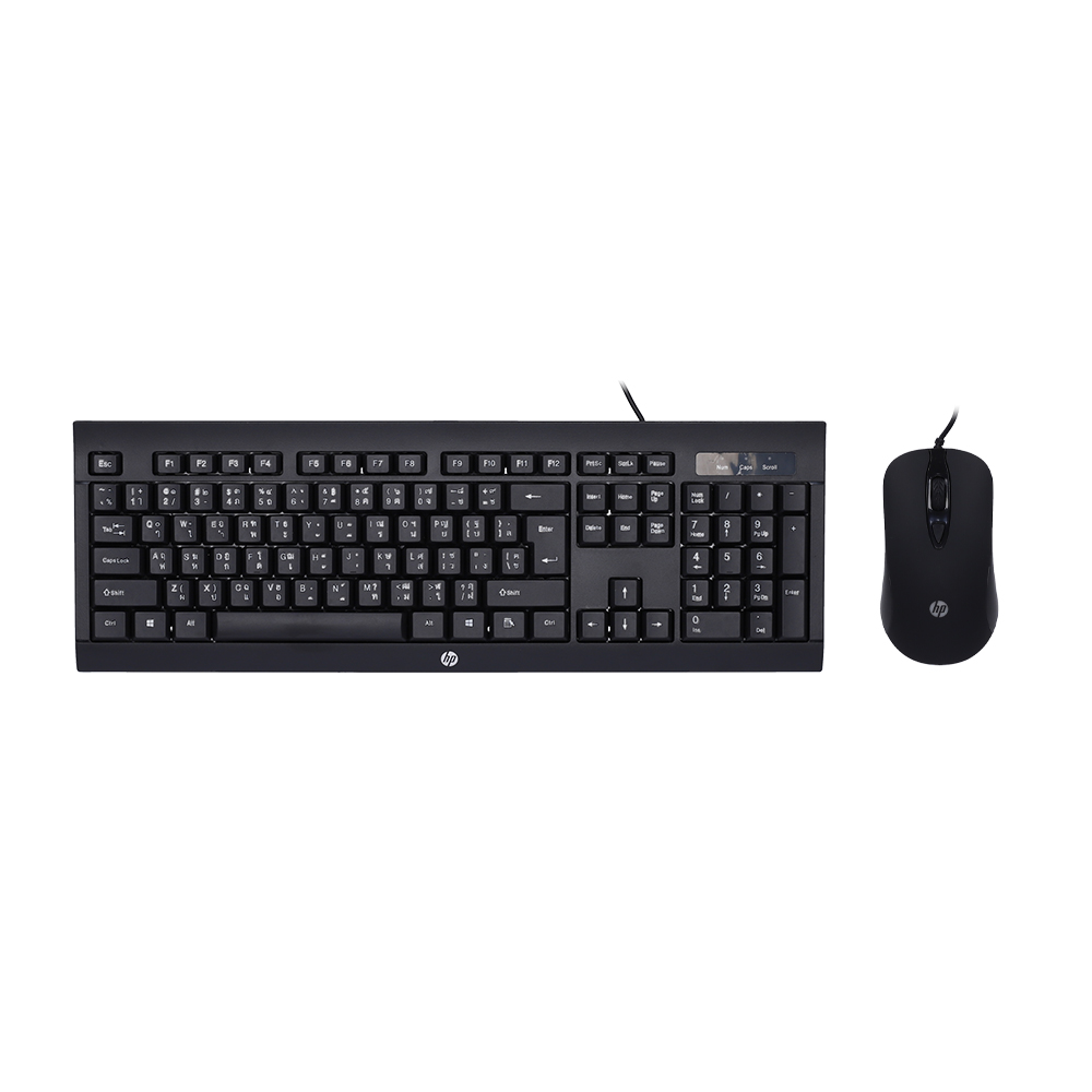 KEYBOARD & MOUSE (คีย์บอร์ดและเมาส์) HP KM100 (BLACK) (EN/TH)