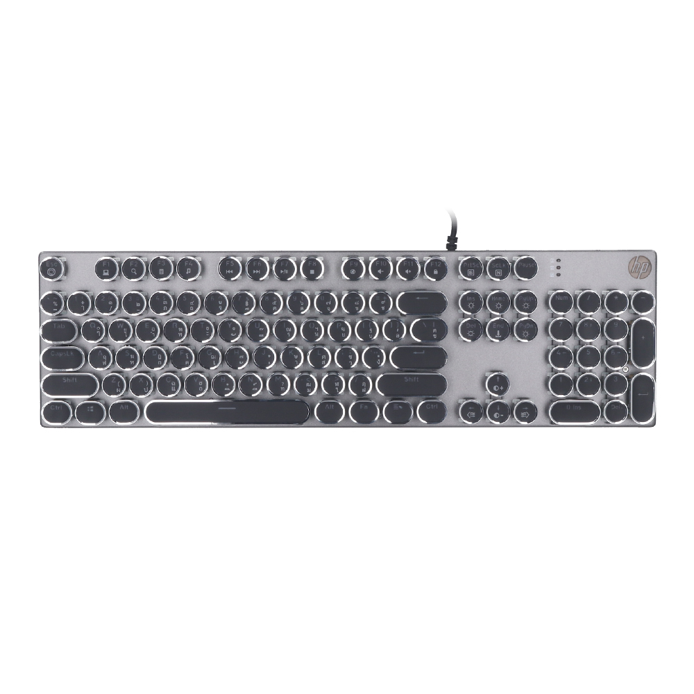 KEYBOARD (คีย์บอร์ด) HP GK400Y (BLACK - SILVER) (BLUE SWITCH - RGB LED - EN/TH)