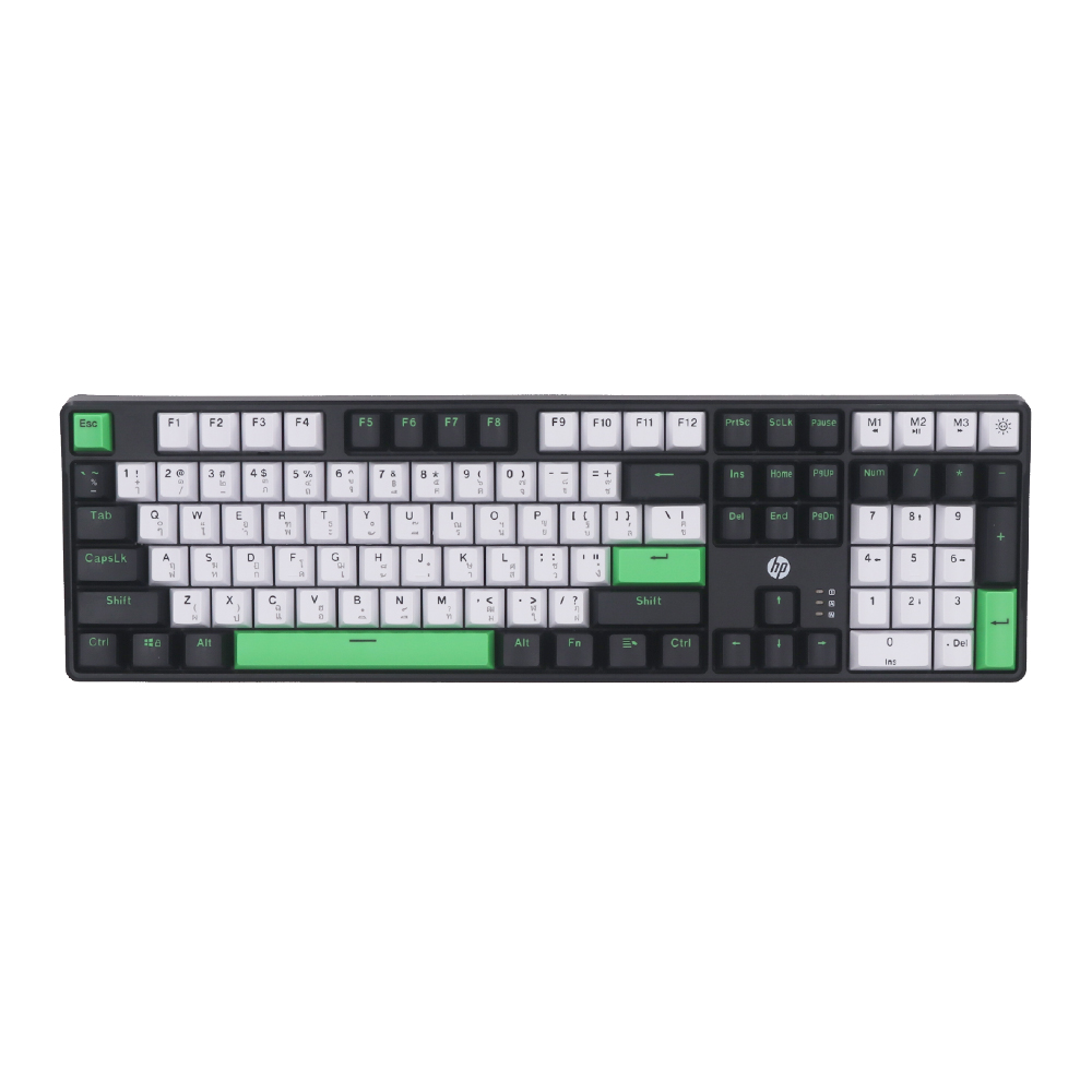 KEYBOARD (คีย์บอร์ด) HP GK320 PLUS (BLACK) (GRAY SWITCH - WHITE LED - EN/TH)