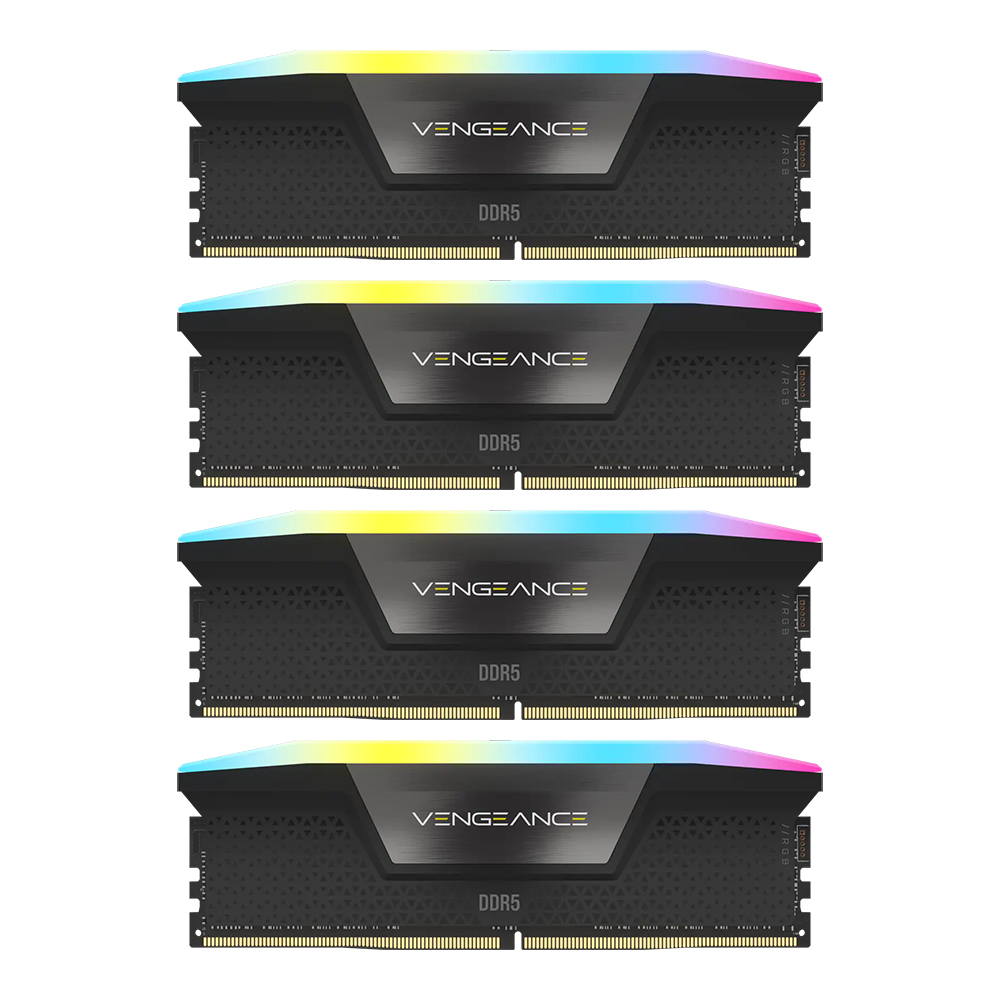128GB (32GBx4) DDR5 5600MHz RAM (หน่วยความจำ) CORSAIR VENGEANCE RGB DDR5 (INTEL XMP) (BLACK) (CMH128GX5M4B5600C40)