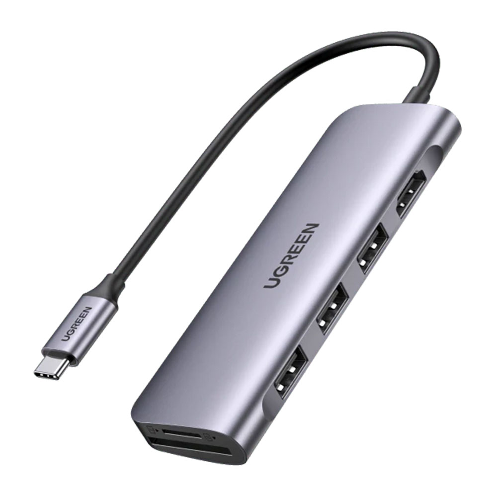 USB TYPE-C MULTIPORT ADAPTER (อุปกรณ์แปลงสัญญาณ) UGREEN USB-C MULTI PORT HUB 6IN1 [NO PD] (20956A)