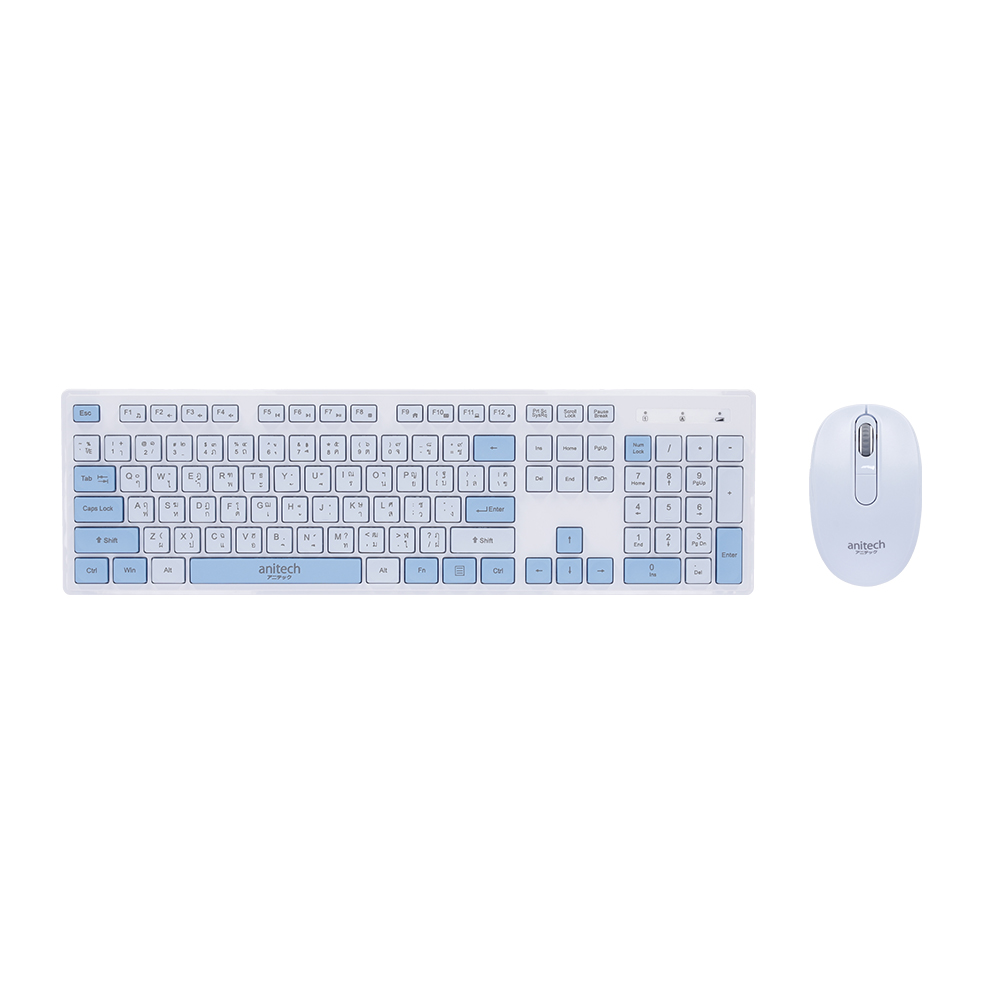 KEYBOARD & MOUSE WIRELESS (คีย์บอร์ดและเมาส์ไร้สาย) ANITECH WIRELESS PA811-BL BLUE