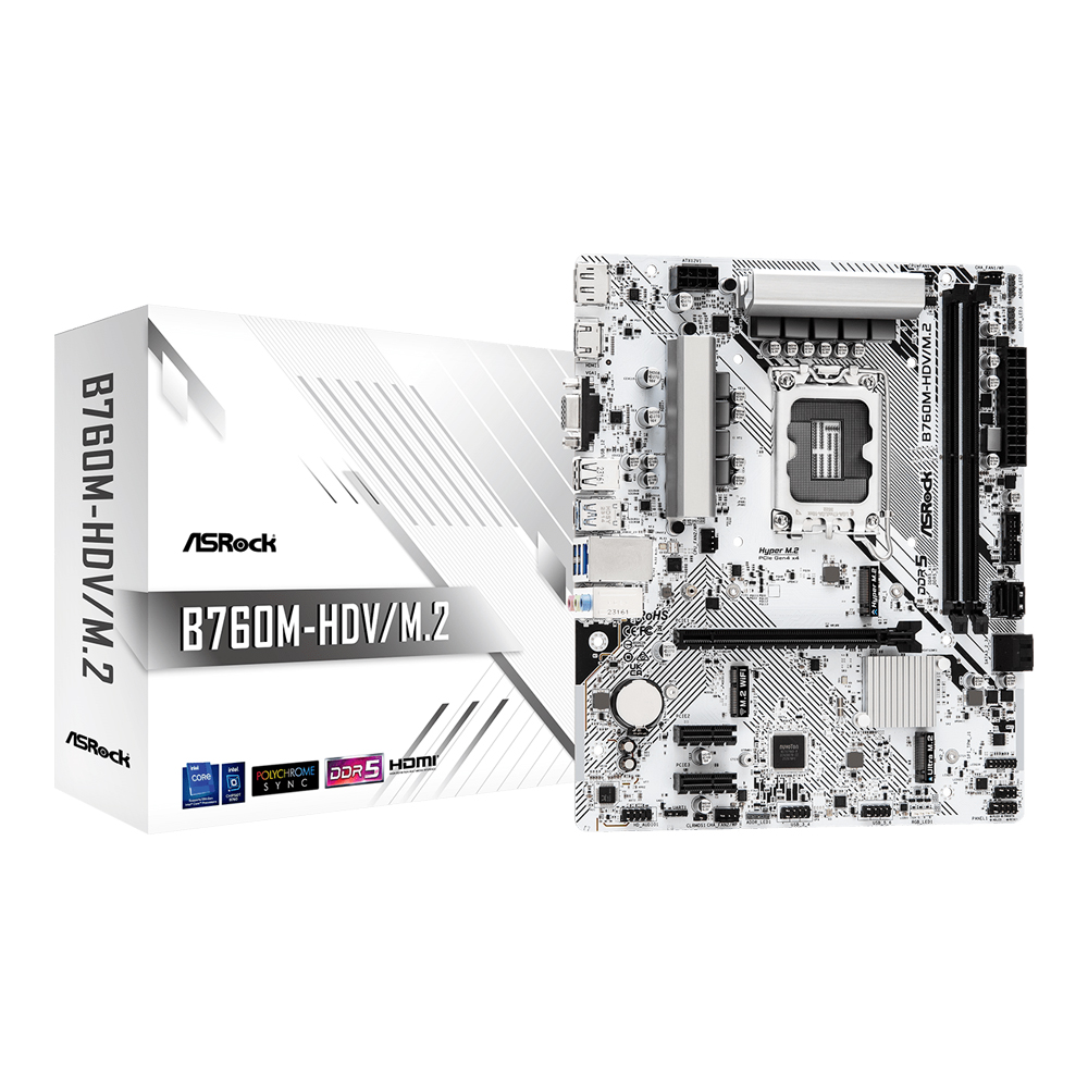 MAINBOARD (เมนบอร์ด) ASROCK B760M-HDV/M.2 (DDR5) (SOCKET LGA 1700) (MICRO-ATX)