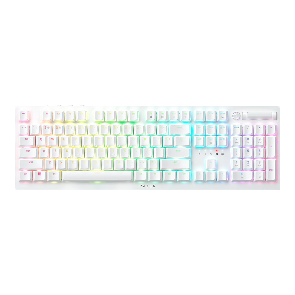 WIRELESS KEYBOARD (คีย์บอร์ดไร้สาย) RAZER DEATHSTALKER V2 PRO (WHITE) (RAZER CLICKY LOW-PROFILE OPTICAL SWITCH - RAZER CHROMA RGB - EN)
