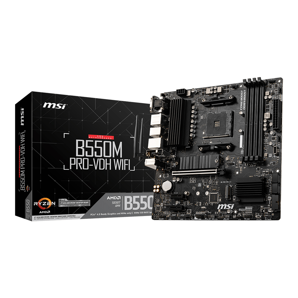 MAINBOARD (เมนบอร์ด) MSI B550M PRO-VDH WIFI - AMD SOCKET AM4 DDR4 MICRO-ATX