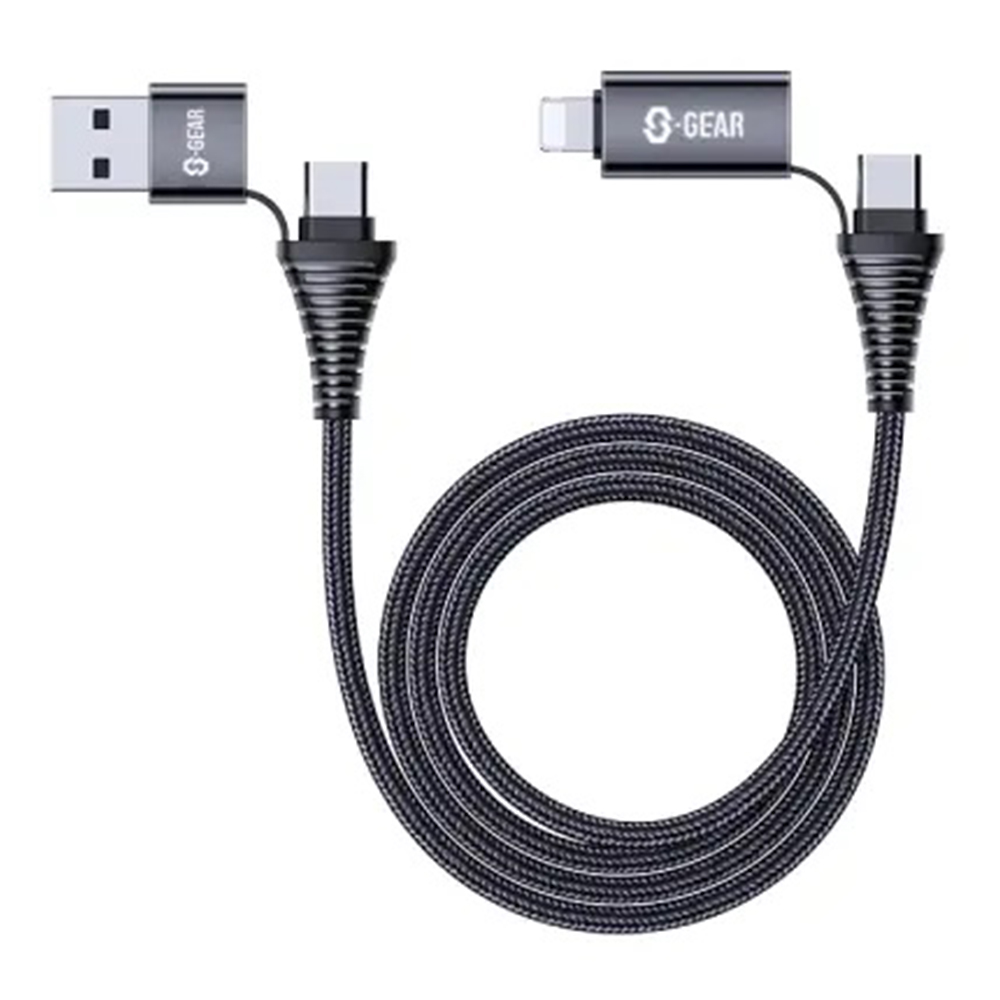 4 IN 1 CHARGING CABLE (สายชาร์จอเนกประสงค์) S-GEAR 4 IN 1 USB-A USB-C AND LIGHTNING (CC002-4IN1) 1M