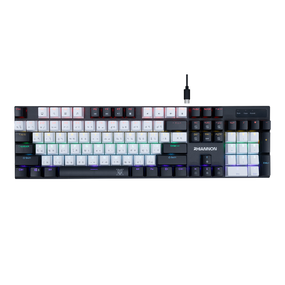 KEYBOARD (คีย์บอร์ด) NUBWO X62 RHIANNON (WHITE-BLACK) (BLUE SWITCH - MINI RGB - EN/TH)
